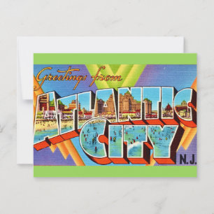 Atlantic City NJ Greetings Postcard