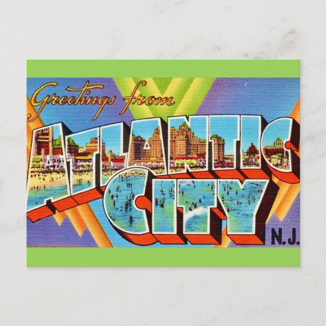 Atlantic City NJ Greetings Postcard (Front)