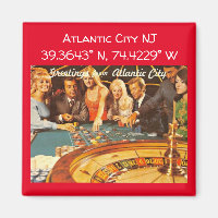 Atlantic City NJ Map Coordinates Vintage Style