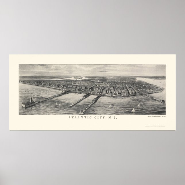 Atlantic City, NJ Panoramic Map - 1905 Poster (Front)