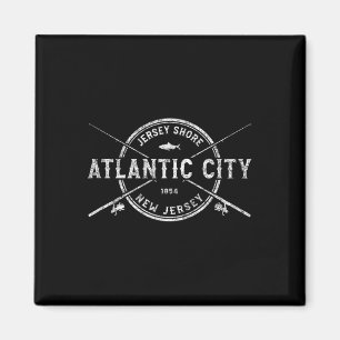 Atlantic City Nj Vintage Crossed Fishing Rods Magnet