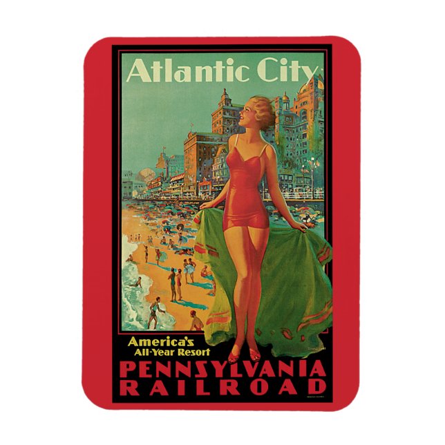 Atlantic City Resort, Pennsylvania Railroad Travel Magnet (Vertical)