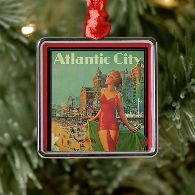 Atlantic City Resort, Pennsylvania Railroad Travel Metal Ornament (Tree)