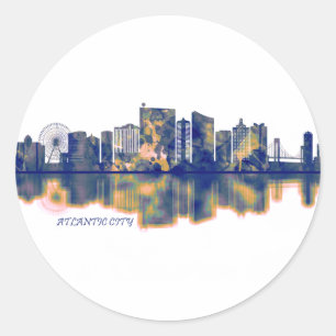 Atlantic City Skyline Classic Round Sticker