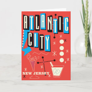 Atlantic city Vintage gambling travel poster Holiday Card