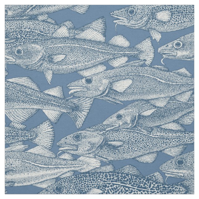 Atlantic cod cobalt denim fabric (Swatch)