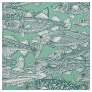 Atlantic cod dark teal peppermint fabric