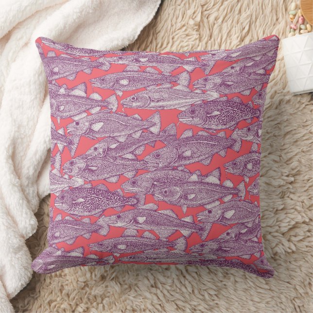 Atlantic cod purple rose pink cushion (Blanket)