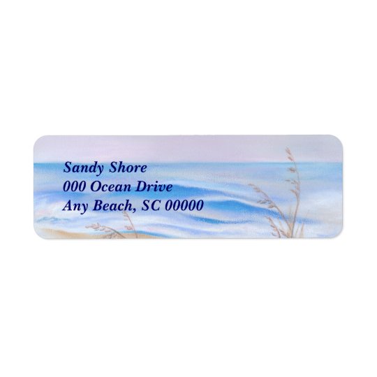 Atlantic Evening Sky Ocean Sea Oats Pastel Return Address Label