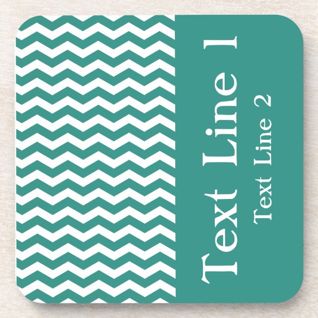 Atlantic Green Wave Chevron customisable Coaster (Front)