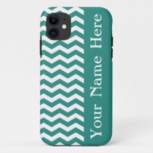 Atlantic Green Wave Chevron with name iPhone 11 Case