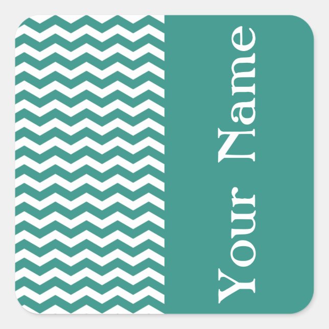 Atlantic Green Wave Chevron with name Square Sticker (Front)