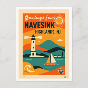 Atlantic Highlands & Navesink NJ Retro Postcard