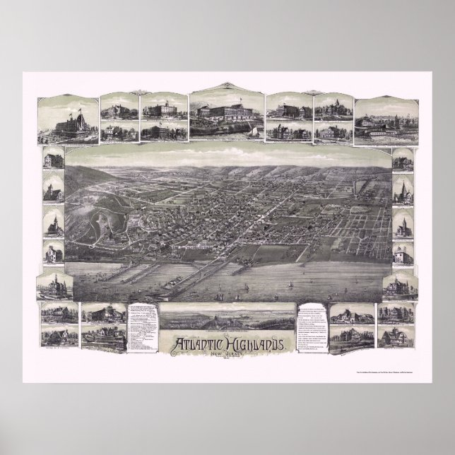 Atlantic Highlands, NJ Panoramic Map - 1894 Poster (Front)