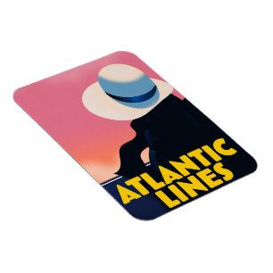 Atlantic Lines Cruise Liner travel poster Magnet