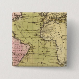 Atlantic Ocean Atlas Map 15 Cm Square Badge