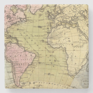 Atlantic Ocean Atlas Map Stone Coaster