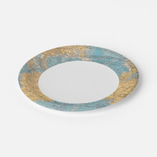 Atlantic Ocean Map Paper Plate