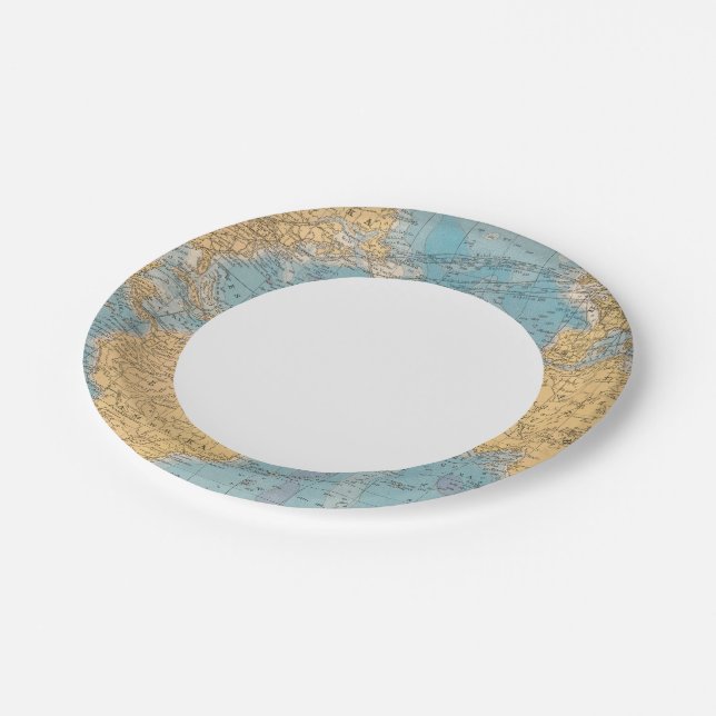 Atlantic Ocean Map Paper Plate (Angled)