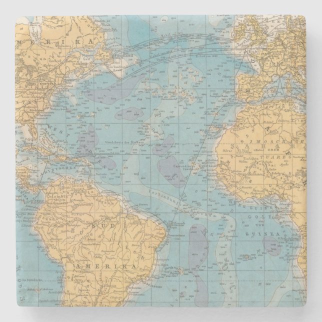 Atlantic Ocean Map Stone Coaster (Front)
