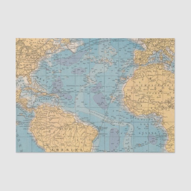 Atlantic Ocean Map Tissue Paper (Front)