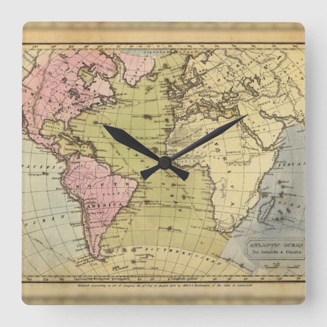 Atlantic Ocean. Square Wall Clock (Front)