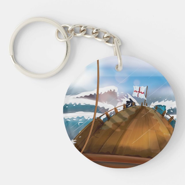 Atlantic Ocean Storm Ship Key Ring (Front)