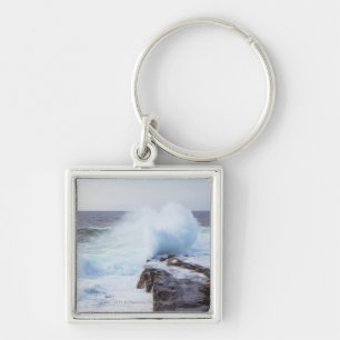 Atlantic Ocean Wave Crashing into Maine's Coast Key Ring