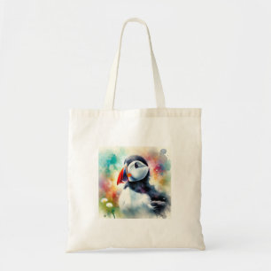 Atlantic Puffin 161024AREF121 - Watercolor Tote Bag