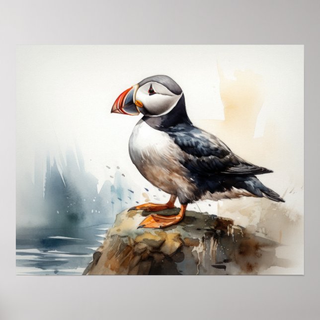 Atlantic Puffin Bird Art Print Poster (Front)