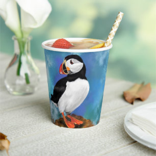 Atlantic Puffin Bird - Clown Beak - Painting Paper Cups