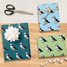 Atlantic Puffin Coastal Wildlife Sea Bird Set of 3