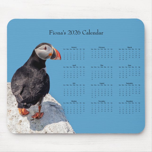 Atlantic Puffin: Customize 2026 calendar Mouse Pad (Front)