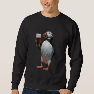 Atlantic Puffin Drinking Beer Realistic Sweatshirt