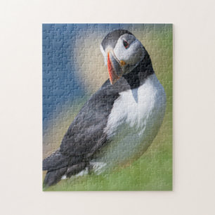 Atlantic Puffin (Fratercula Arctica) On Cliff 2 Jigsaw Puzzle