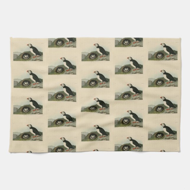 Atlantic Puffin from Audubon's Birds of America Tea Towel (Horizontal)