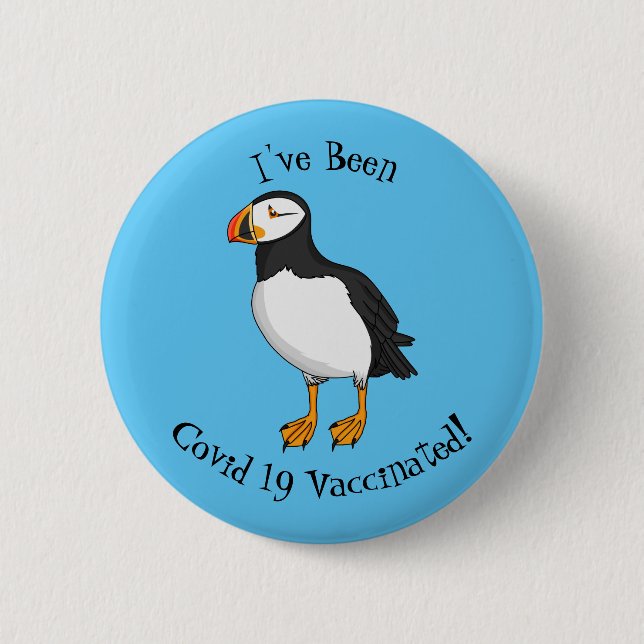 Atlantic puffin illustration  6 cm round badge (Front)