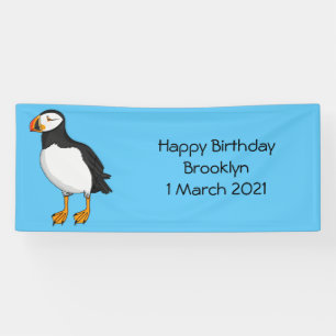 Atlantic puffin illustration banner