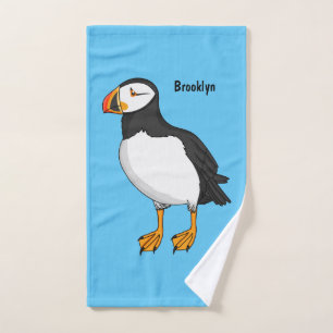 Atlantic puffin illustration  bath towel set