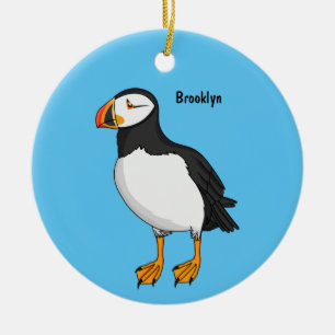 Atlantic puffin illustration ceramic ornament