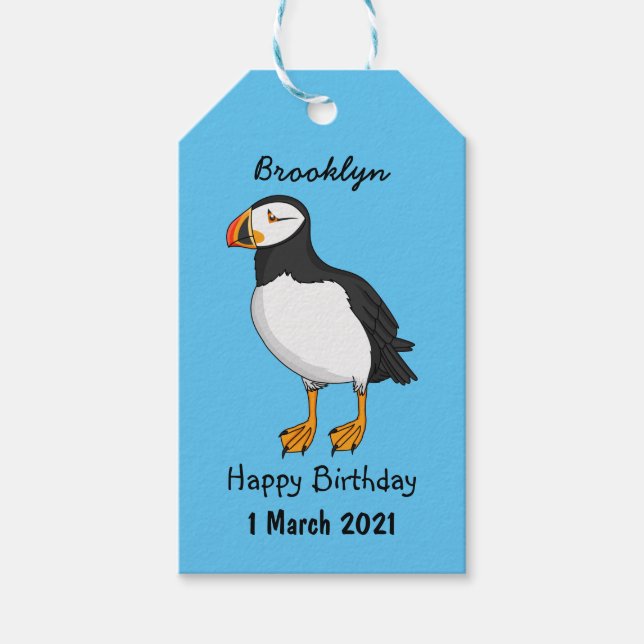 Atlantic puffin illustration gift tags (Front)