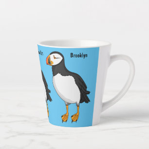 Atlantic puffin illustration latte mug
