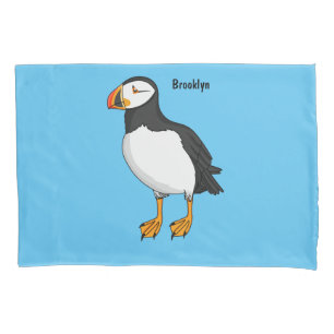 Atlantic puffin illustration pillowcase