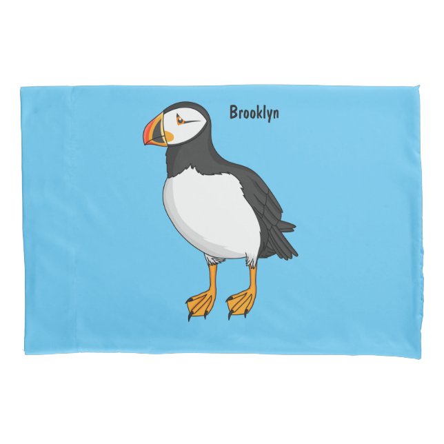 Atlantic puffin illustration pillowcase (Front)