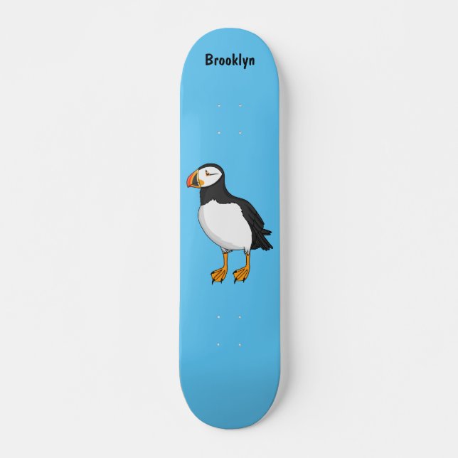 Atlantic puffin illustration skateboard (Front)