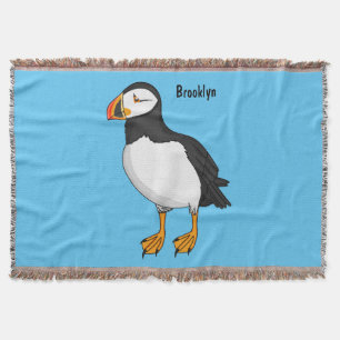 Atlantic puffin illustration throw blanket