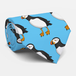 Atlantic puffin illustration tie