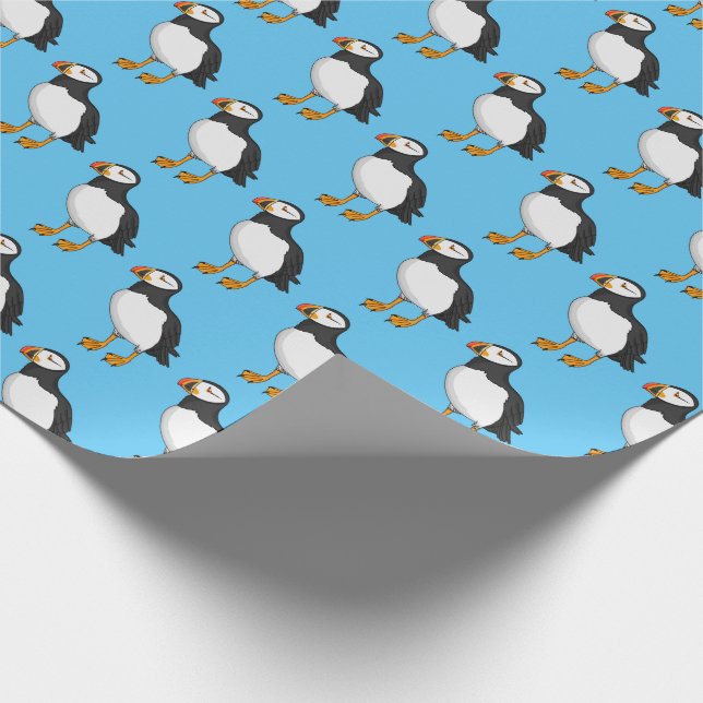 Atlantic puffin illustration wrapping paper (Corner)