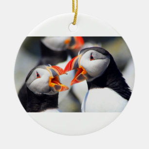 Atlantic Puffin mouths Ceramic Ornament