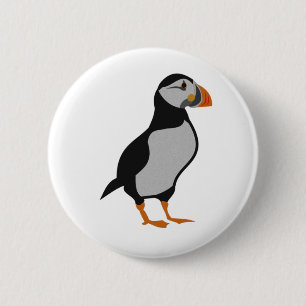 Atlantic Puffin Standing 6 Cm Round Badge